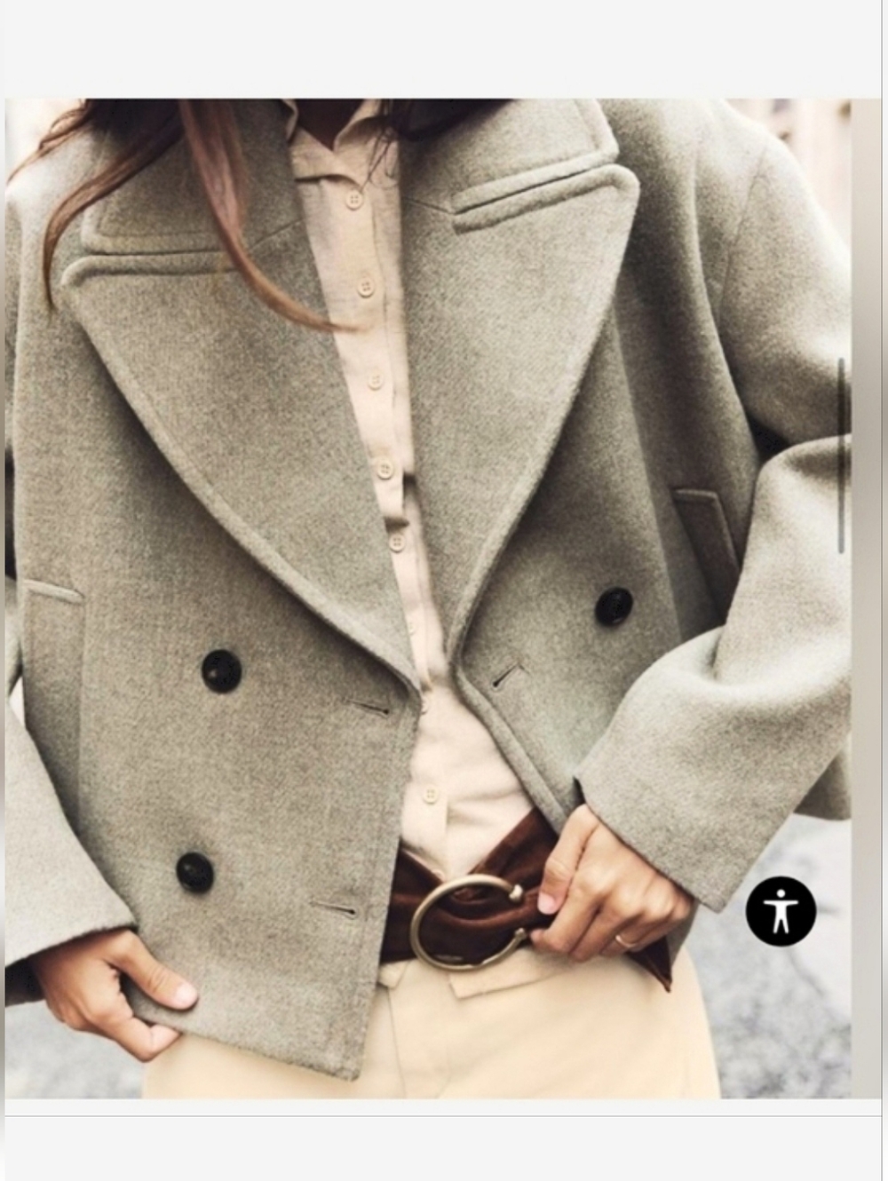 💖 ZARA Cropped Oversized Double-Breasted Peacoat - Picture 3 of 9